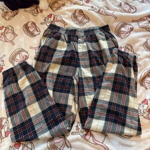 Aerie Plaid Pajama Pants - Red, Blue, Cream
